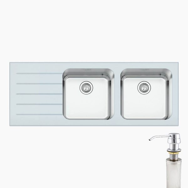 سینک شیشه ای بیمکث سفید