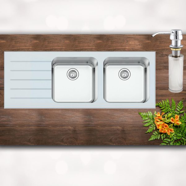 سینک شیشه ای سفید بیمکث