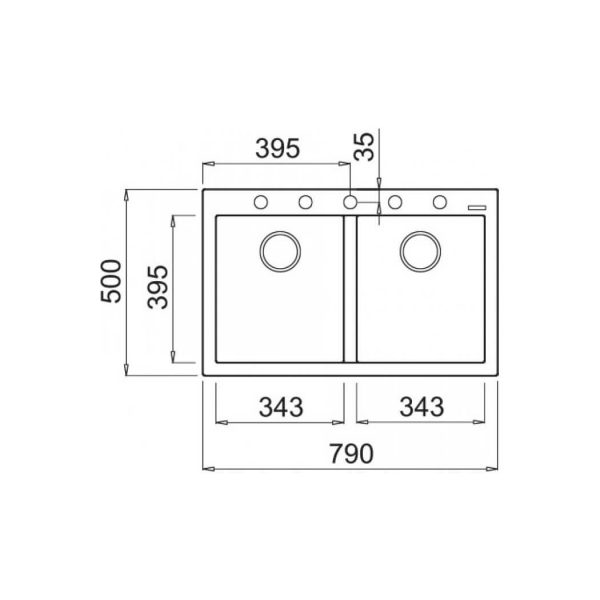 الگوی برش سینک گرانیتی الیچی Quadra 350