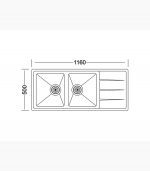 الگو برش سینک لتو مدل tx-66 توکار استیل