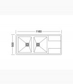الگوی برش سینک فلاش مونت لتو مدل tf-204 توکار