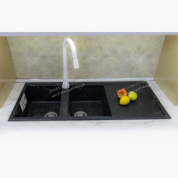 960 گرانیتی سینک cm مشکی رگه سفید
