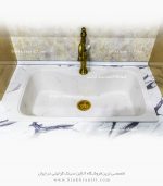 سینک گرانیتی 180 ونسی سفید رگه طلایی